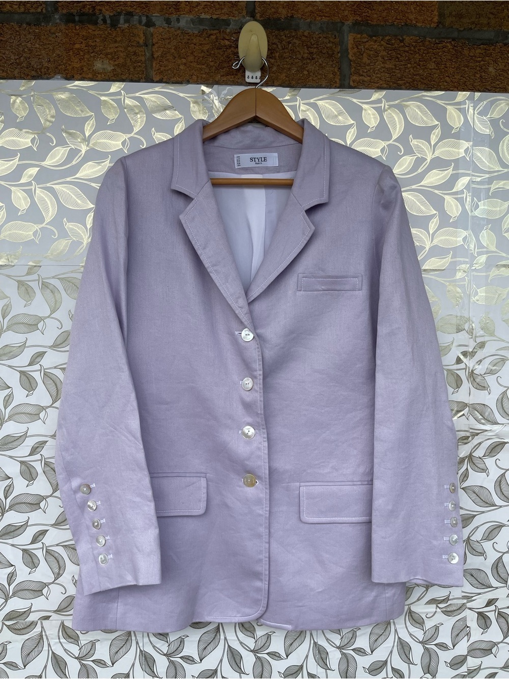 Style Paris Made In France Lavender linen  Blazer Jacket Size 46 /12 Whimsigoth